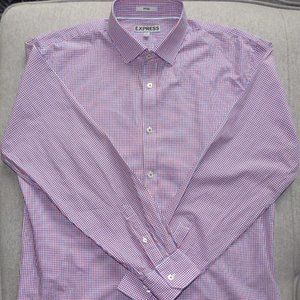 Express Fitted Button-Down Shirt, Red & Blue Plaid